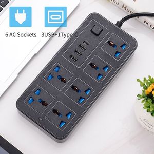 Power Strip 6 AC Sockets & 3 USB 1 Type C Port 6FT Cord
