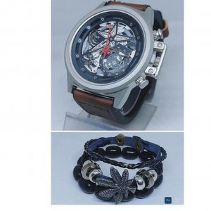 Men Brown Leather Wristwatch