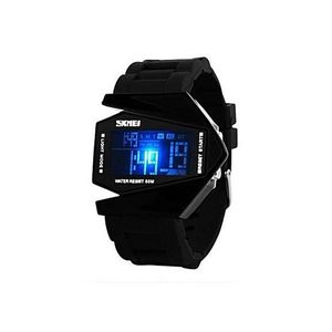 Skmei Digital Multi Color LED Light Sport Wrist Watch With Silicone Strap Black