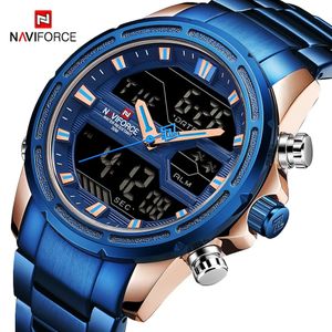 Naviforce Men Fashion Luxury Blue LED Chronograph Analog Digital Watch