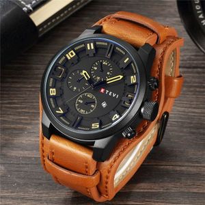 Leather Strap Men's Sport Watch-Brown