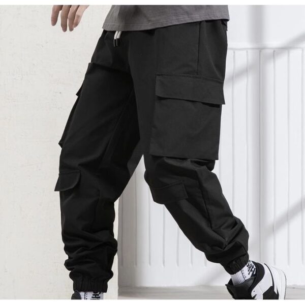 Black Cargo Pants With Elastic Band