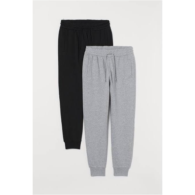 Danami Pack Of 2 Bulk Joggers Sweatpants- Black & Light Grey
