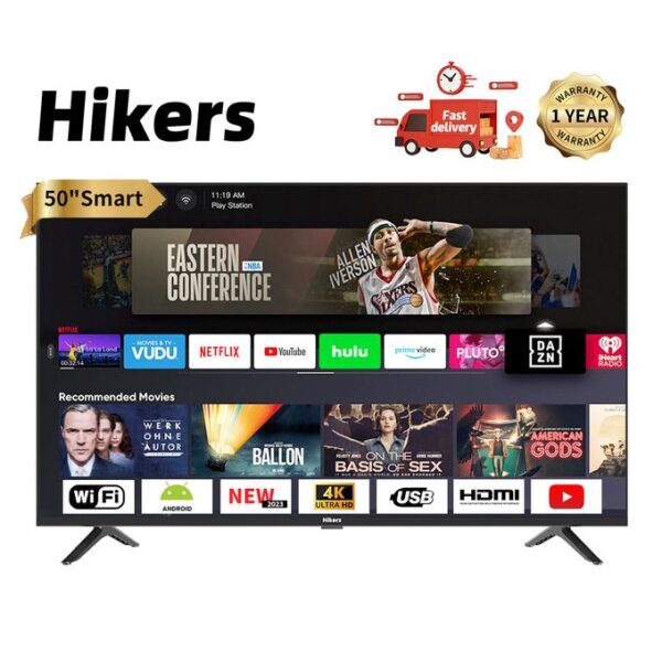 Hikers 50'' Inch Frameless Android Smart 4K LED TV-Black+WALLMOUNT - One Year Warranty
