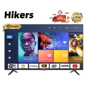 Hikers 55'' Inch Frameless Android Smart 4K LED TV-Black+WALLMOUNT - One Year