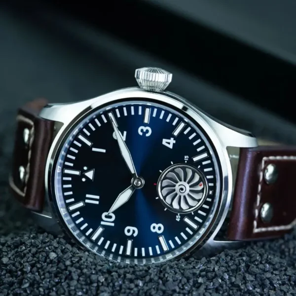 Hruodland 43mm Pilot Men's Manual Mechanical Watch Sapphire Crystal BGW-9 Night Light Turbine Retro Waterproof 5Bar reloj hombre - Image 2