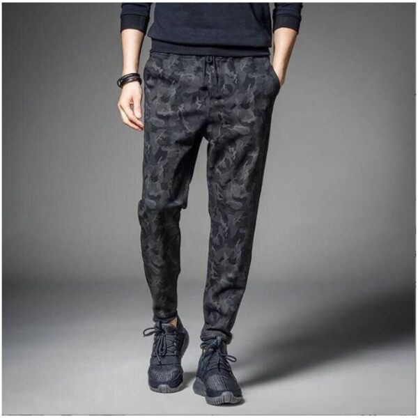 Men's Casual Elastic Sports Pants- Black