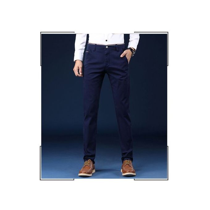 Mens Casual Pants Straight Trousers - Cotton