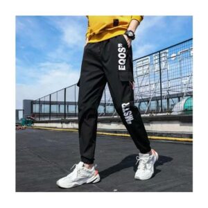 Men's Casual Pants Street High Waist Cargo Pants Jogging Harem Pants Hip Hop (Black)