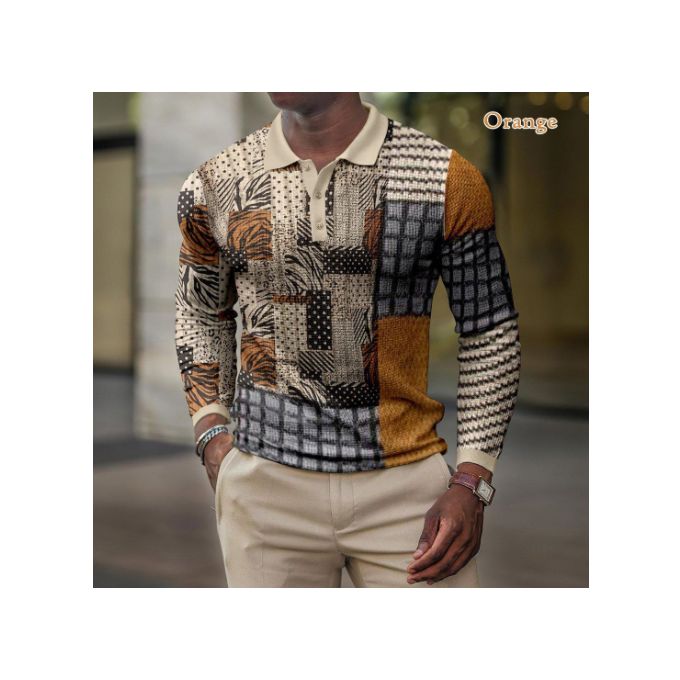 Men's Casual Vintage Turtleneck Polo Long Sleeve Office Shirts