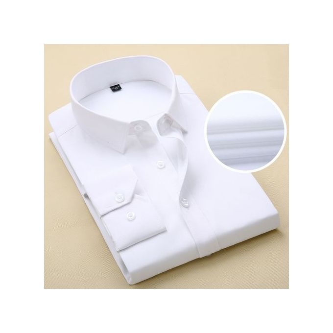 Men's Corporate Quality Formal Plain White Long Sleeve Shirt
