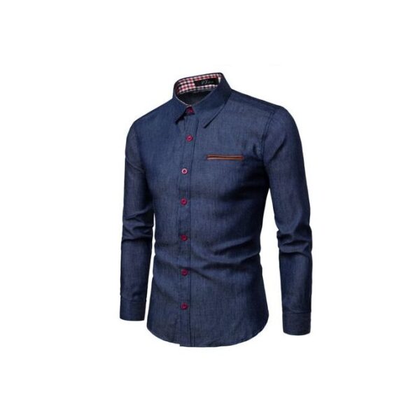 Men's Denim Shirt Long Sleeve - Dark Blue
