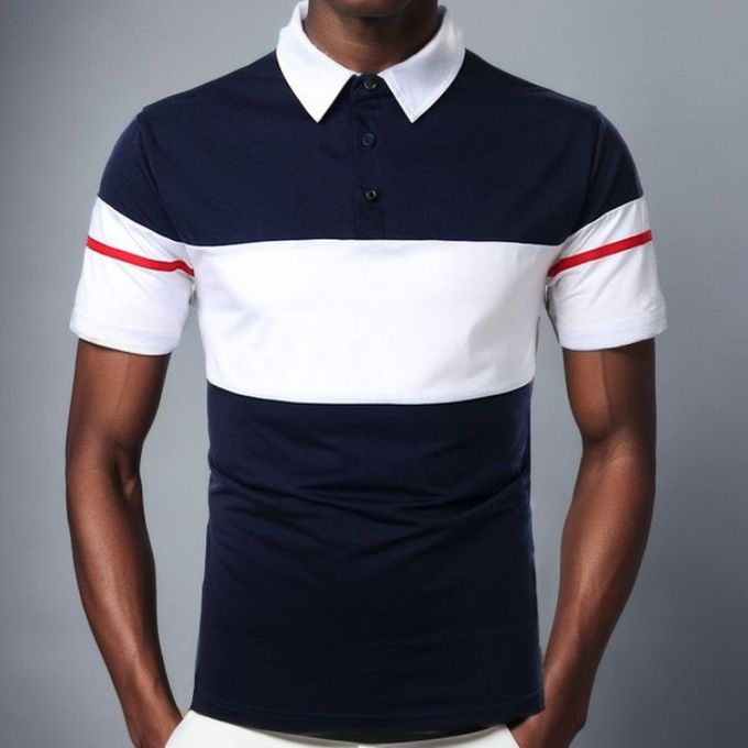 Mens Office Polos Shirts Casual Joggers Tshirt Top-Navyblue