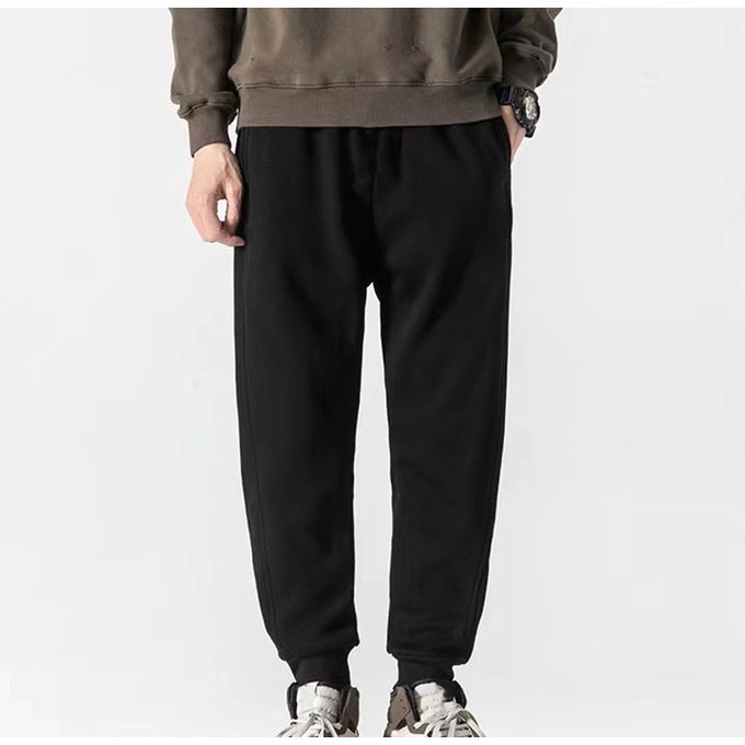 Mens Trousers Casual Trendy Sport Pants Combat Jogger Chinos - Black