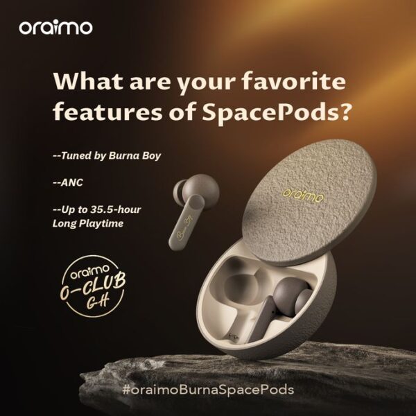 Oraimo SpacePods X Burna Boy ANC True Wireless Earbuds