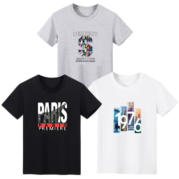 T-shirt 3 Pcs Shirts Men's Fashion Short Sleeve