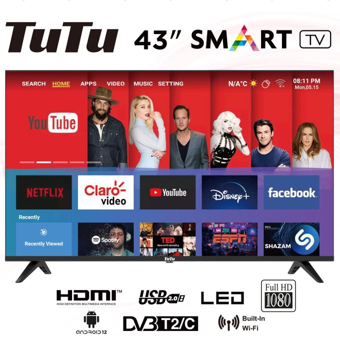 Tutu 43" Inches Smart LED TV (43Q1) - Black +1 Year Warranty