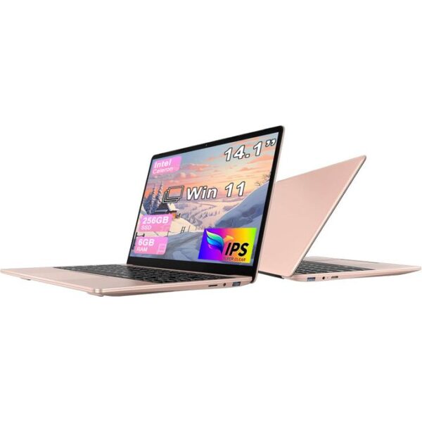 WOZIFAN 14.1"Intel Celeron N4020 6GB+256GB,SSD Support To 1 TB，2.4G+5G Wi-Fi,1920*1080 Laptop Gold