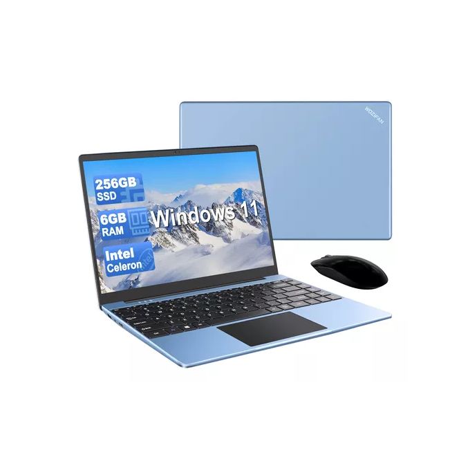 WOZIFAN 14.1"Intel Celeron N4020 6GB+256GB,SSD Support To 1 TB，2.4G+5G Wi-Fi,1920*1080 Laptop Blue